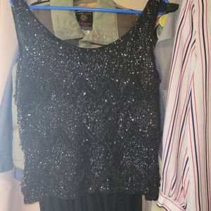 Vintage hand beaded black top